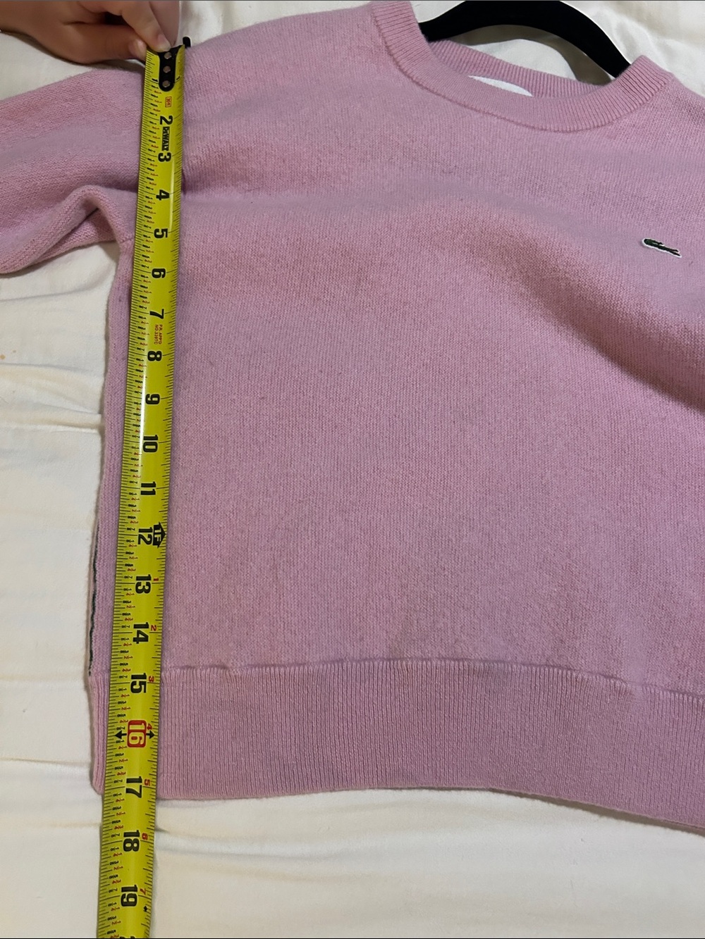 Lacoste 100% Wool Sweater Pink | Classic Crocodile Logo Knit Pullover like new - Picture 9 of 11